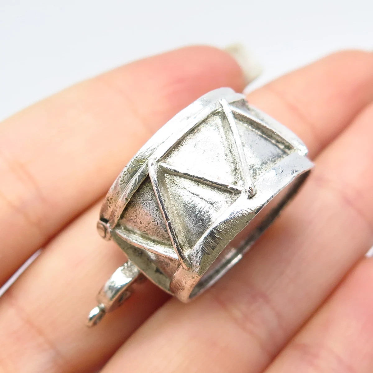 925 Sterling Silver Vintage Drum Musical instrument Locket Pendant