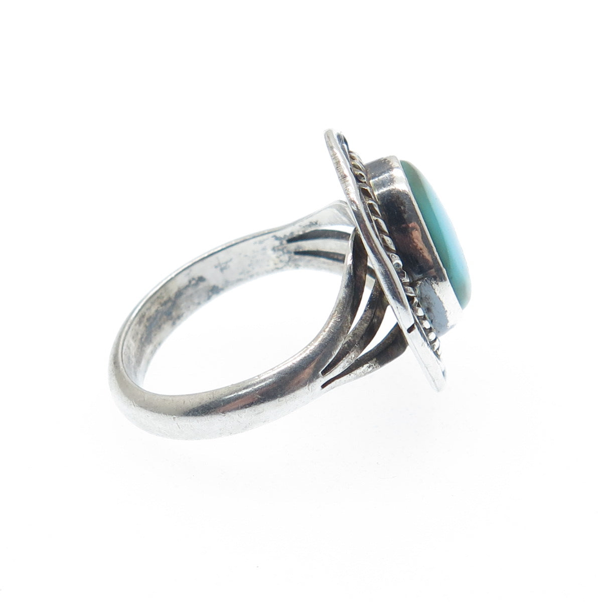 F. ARVISO Old Pawn 925 Sterling Silver Lone Mountain Turquoise Ring Size 5.25