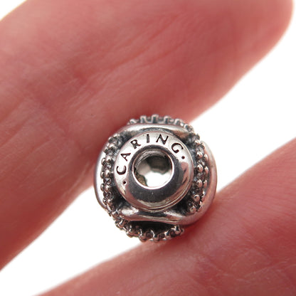 Pandora 925 Sterling Silver C Z Essence Caring Slide Bead Charm