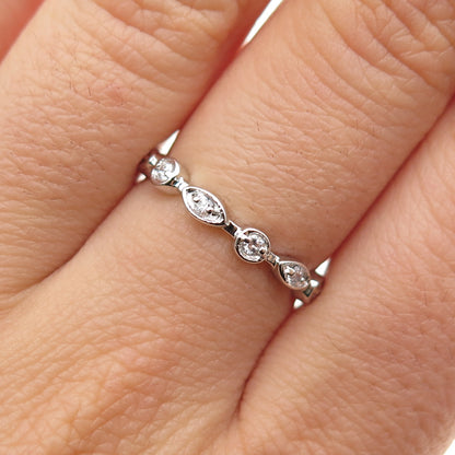 925 Sterling Silver Round-Cut C Z Eternity Stackable Band Ring Size 6.25