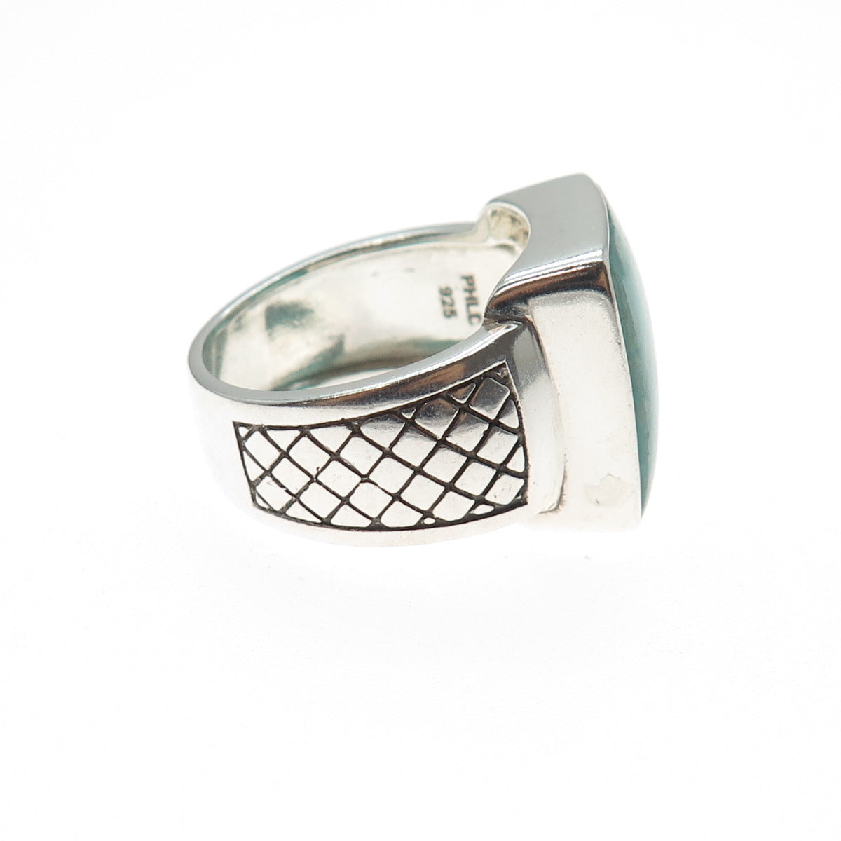 PHLD PlayHardLookDope 925 Sterling Silver Real Amazonite Ring Size 10.5