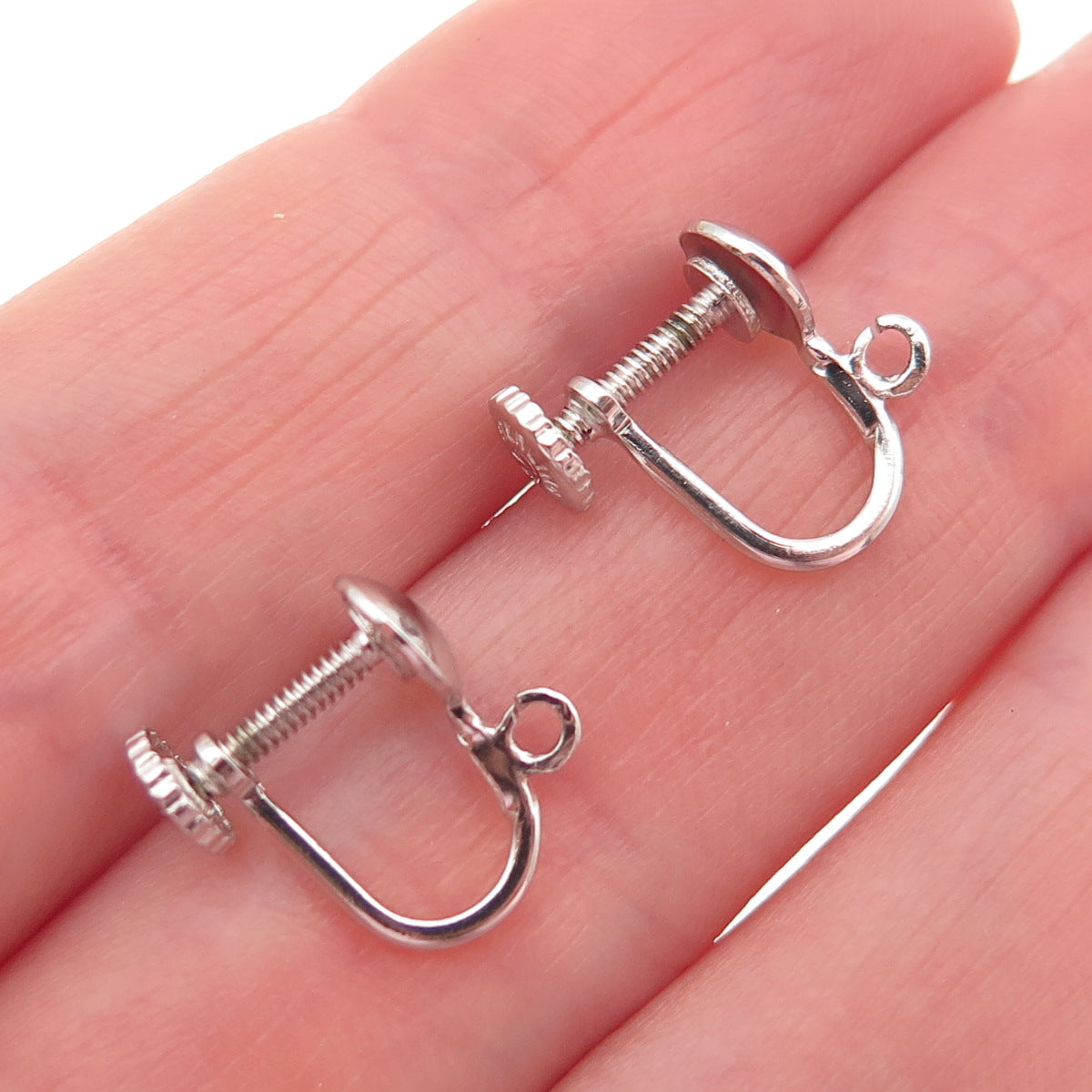 925 Sterling Silver Antique Art Deco Charm Holder Screw Back Earrings