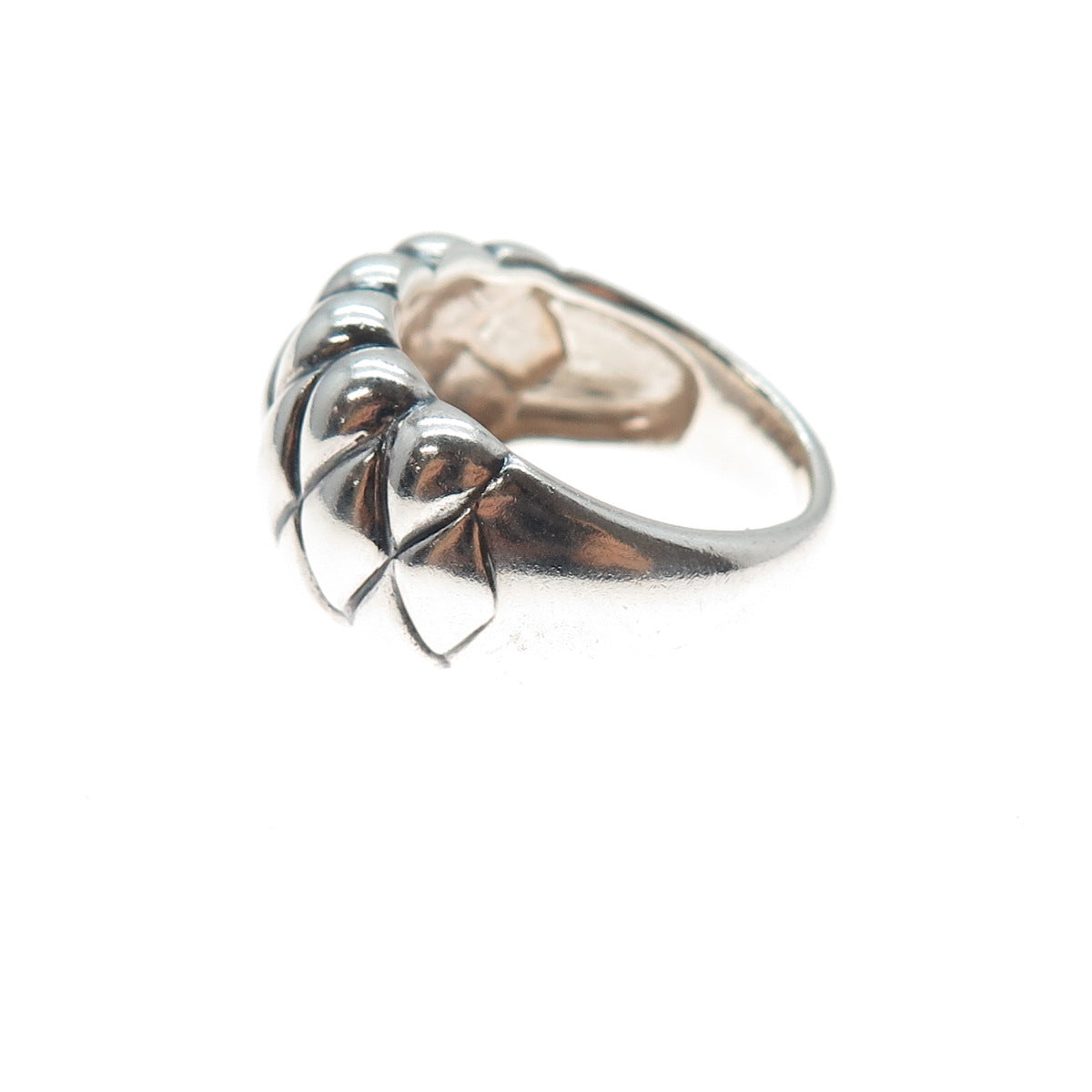 925 Sterling Silver Vintage Modernist Puffy Dome Oxidized Ring Size 7.25