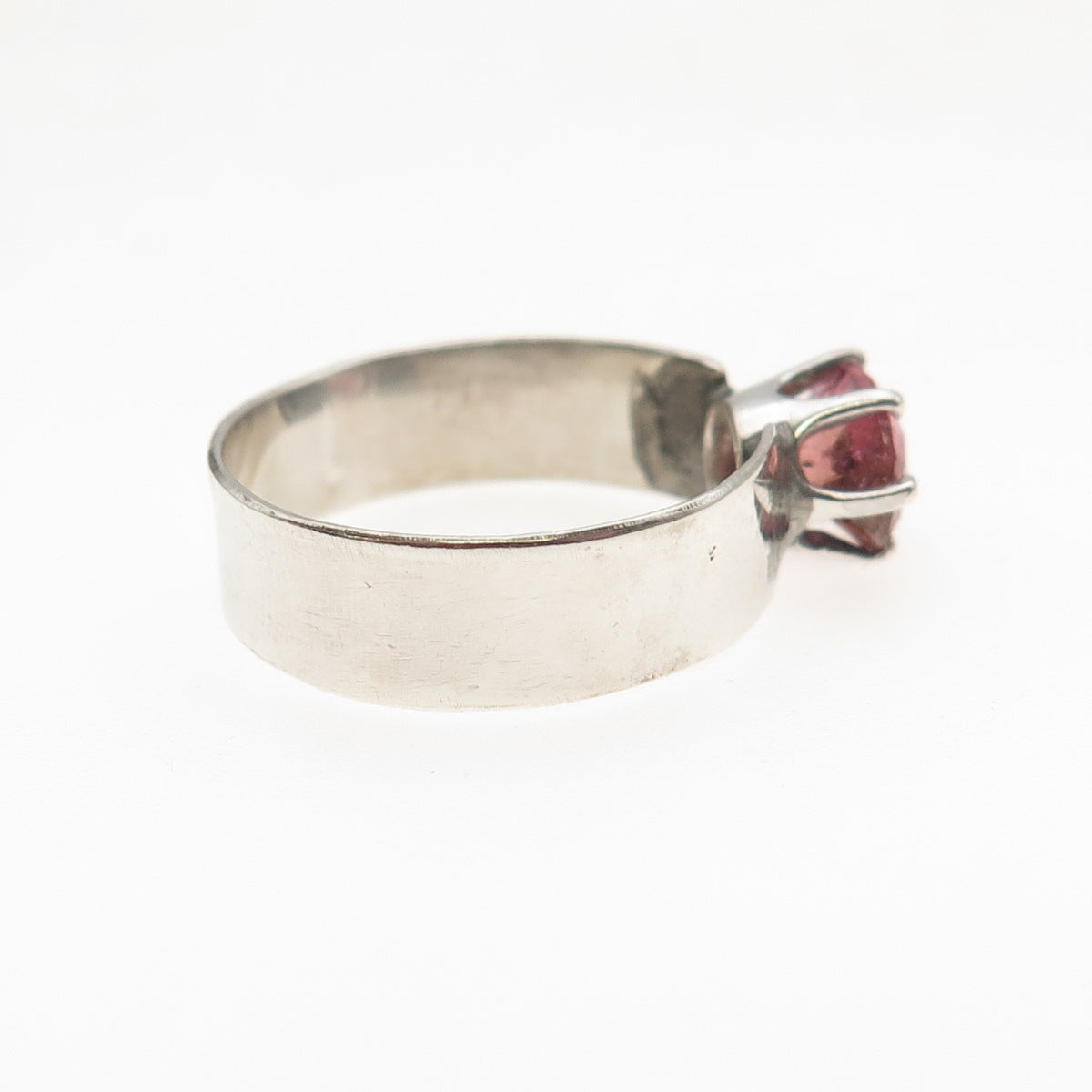 925 Sterling Silver Vintage Real Oval-Cut Tourmaline Oxidized Ring Size 6.75