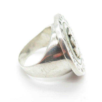 925 Sterling Silver Vintage Enamel Saint Benedict Religious Ring Size 6.25