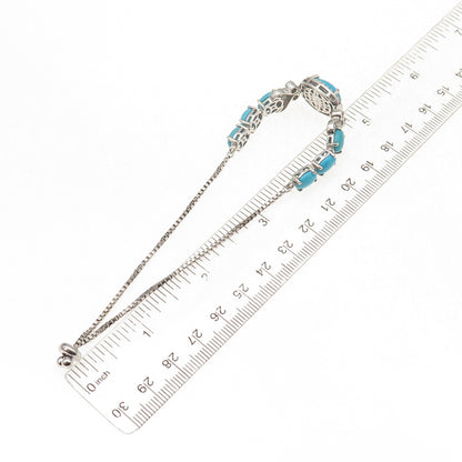 Chuck Clemency Sterling Silver Real Turquoise & Topaz Adjustable Bracelet 7-9.5"
