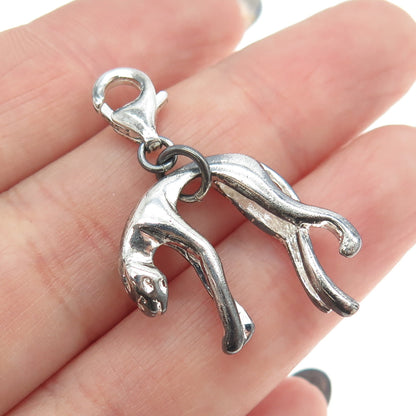 925 Sterling Silver Vintage Panther Lobster Lock Charm Pendant