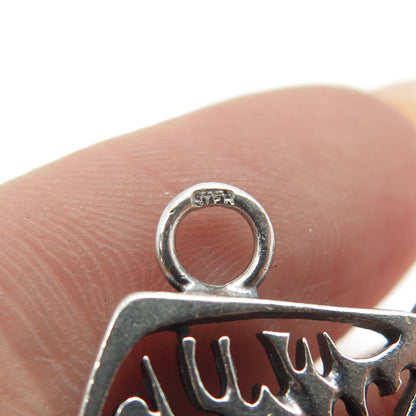 925 Sterling Silver Vintage Fish Bones Minimalist Charm Pendant