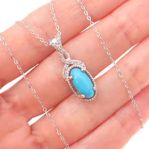 Chuck Clemency 925 Sterling Silver Real Turquoise & Topaz Chain Necklace 20"