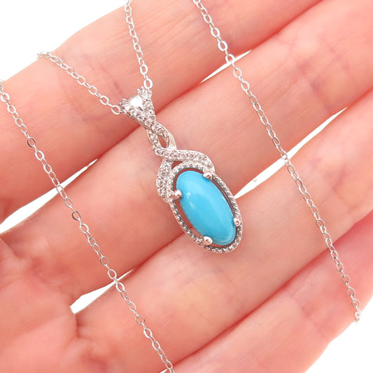 Chuck Clemency 925 Sterling Silver Real Turquoise & Topaz Chain Necklace 20"
