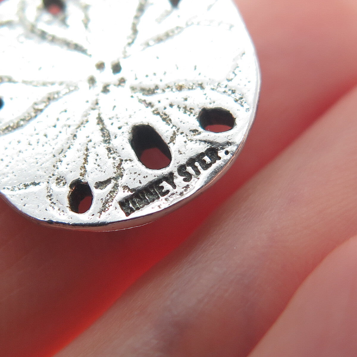 KINNEY 925 Sterling Silver Vintage Sand Dollar Oxidized Minimalist Charm Pendant