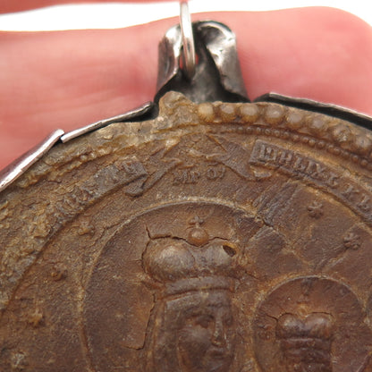 Antique Silver Orthodox Nativity Scene Ladanka Icons Collectible Medal Pendant