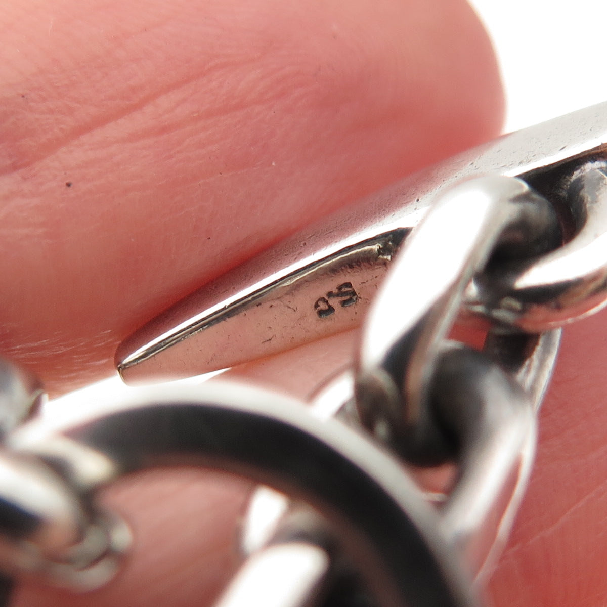 925 Sterling Silver Vintage Cable Link Oxidized Bracelet 7.25"
