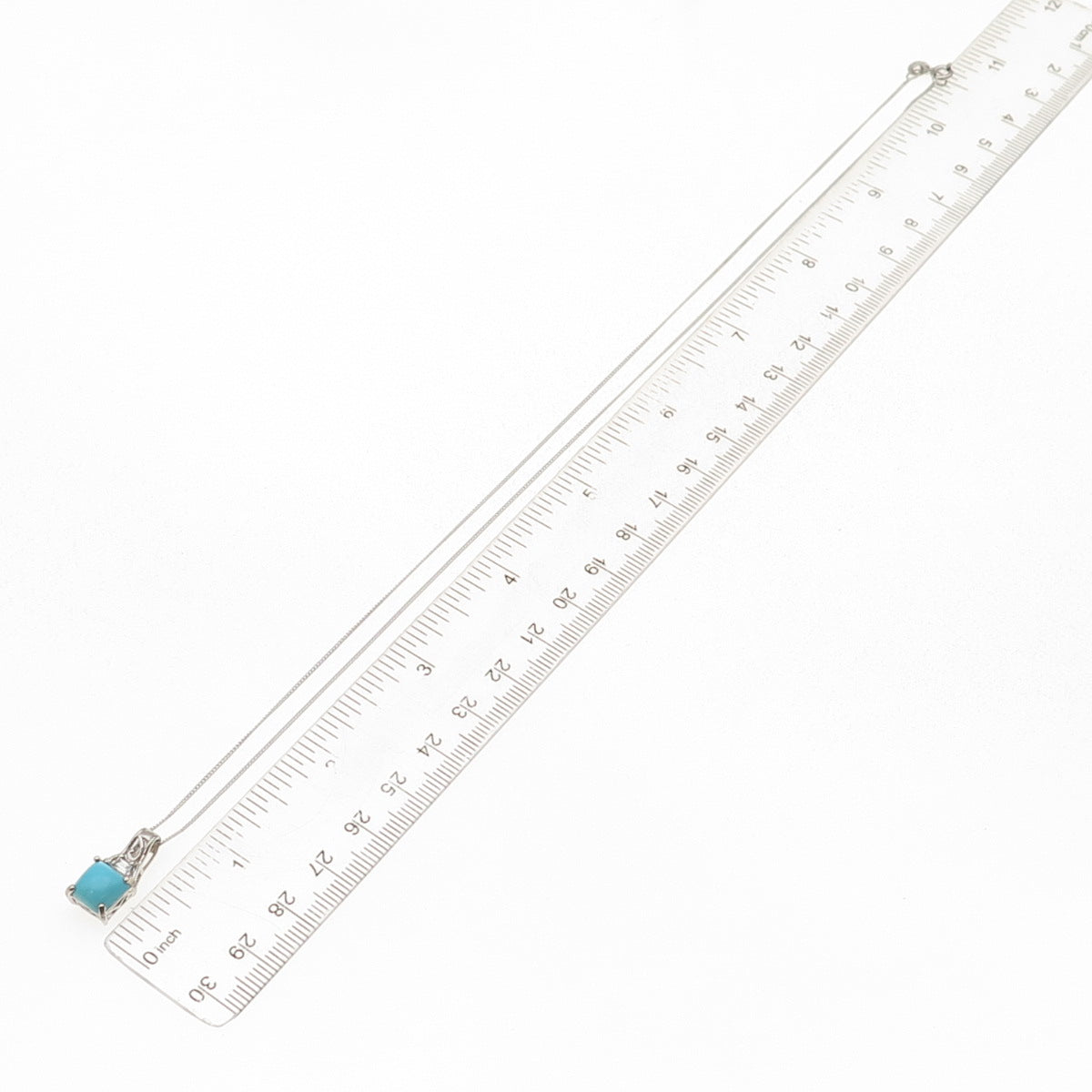 Chuck Clemency 925 Sterling Silver Real Turquoise White Topaz Chain Necklace 20"