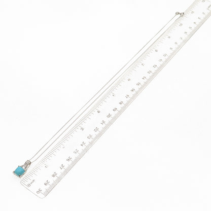 Chuck Clemency 925 Sterling Silver Real Turquoise White Topaz Chain Necklace 20"