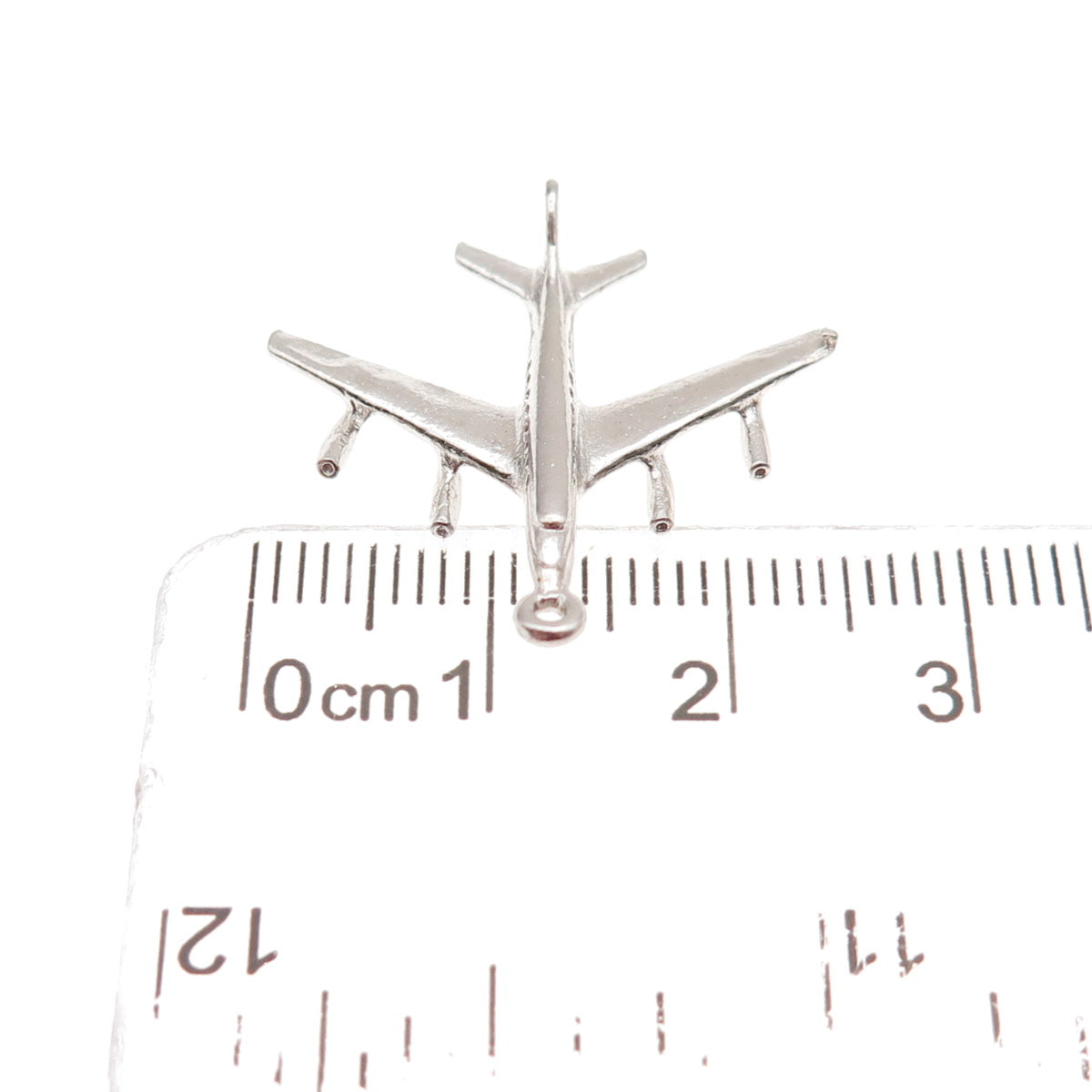 925 Sterling Silver Vintage Airplane 3D Charm Pendant