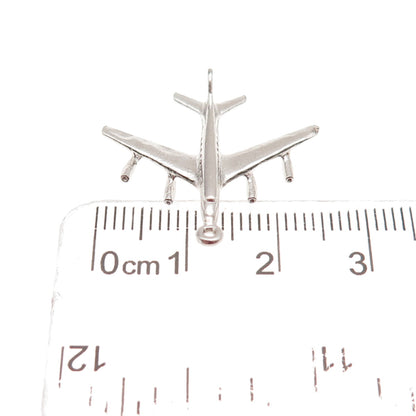 925 Sterling Silver Vintage Airplane 3D Charm Pendant