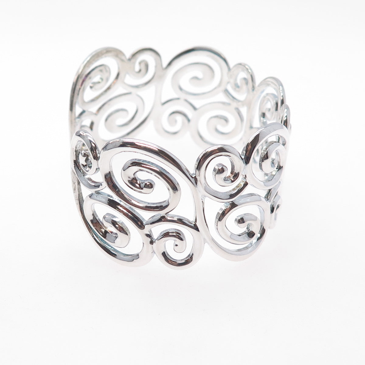 ROSS SIMONS 925 Sterling Silver Vintage Modernist Swirl Adjustable Bracelet 7"