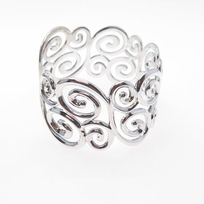 ROSS SIMONS 925 Sterling Silver Vintage Modernist Swirl Adjustable Bracelet 7"