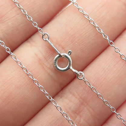 925 Sterling Silver Real Round-Cut Diamond Accent Circle Chain Necklace 16-18"