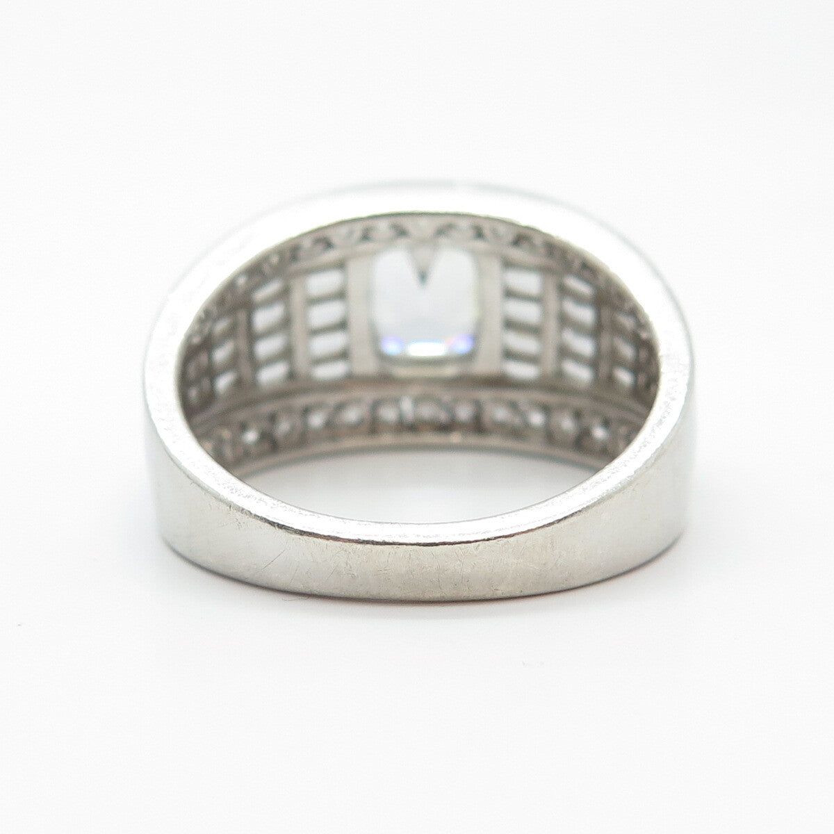 925 Sterling Silver C Z Wide Ring Size 11.25