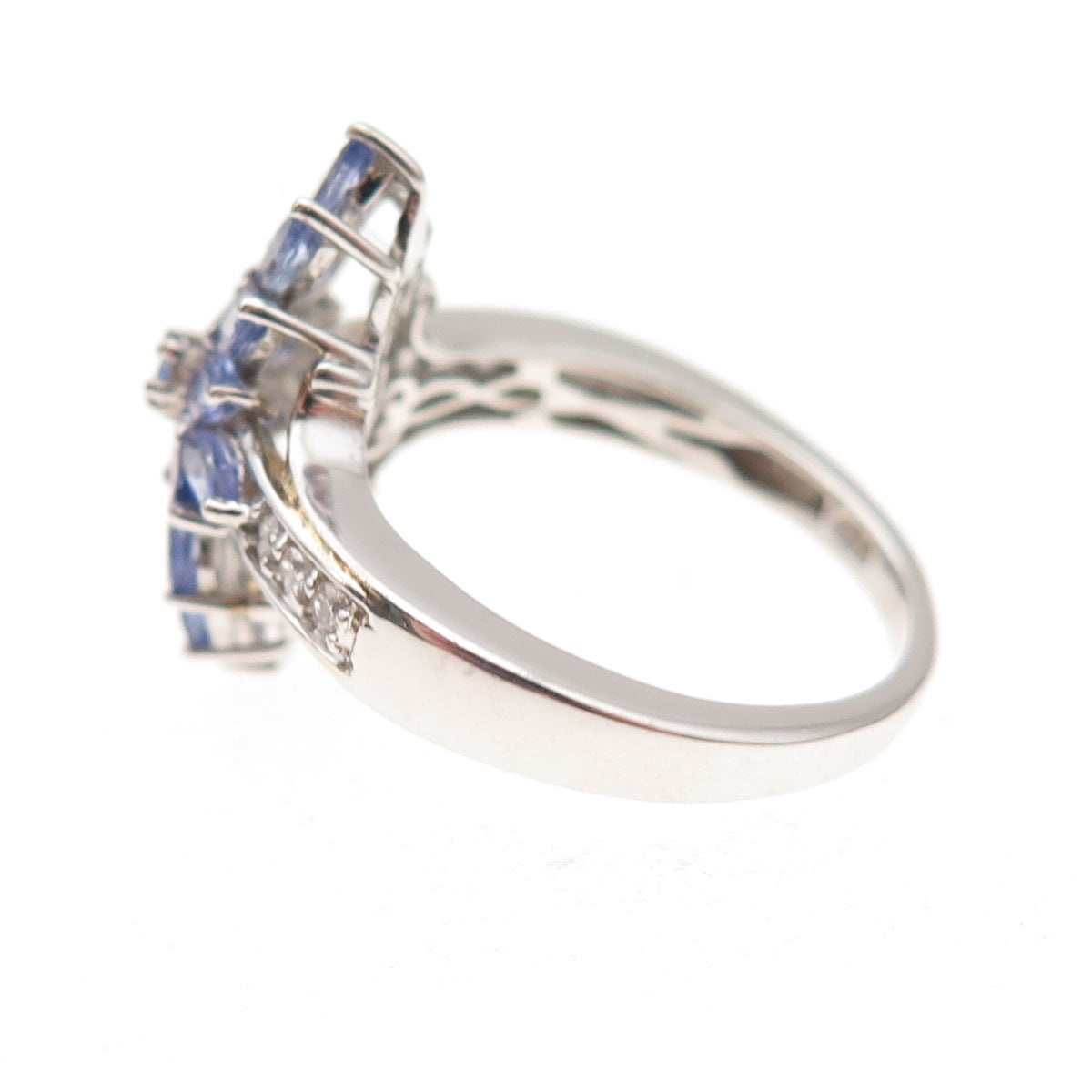 Chuck Clemency 925 Sterling Silver Real Tanzanite & White Topaz Ring Size 8