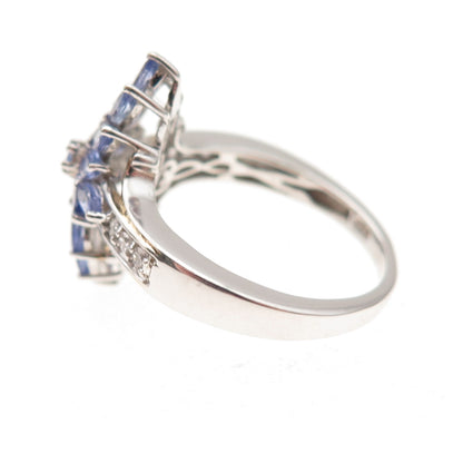 Chuck Clemency 925 Sterling Silver Real Tanzanite & White Topaz Ring Size 8