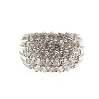 925 Sterling Silver Round-Cut C Z Modernist Ring Size 8.75