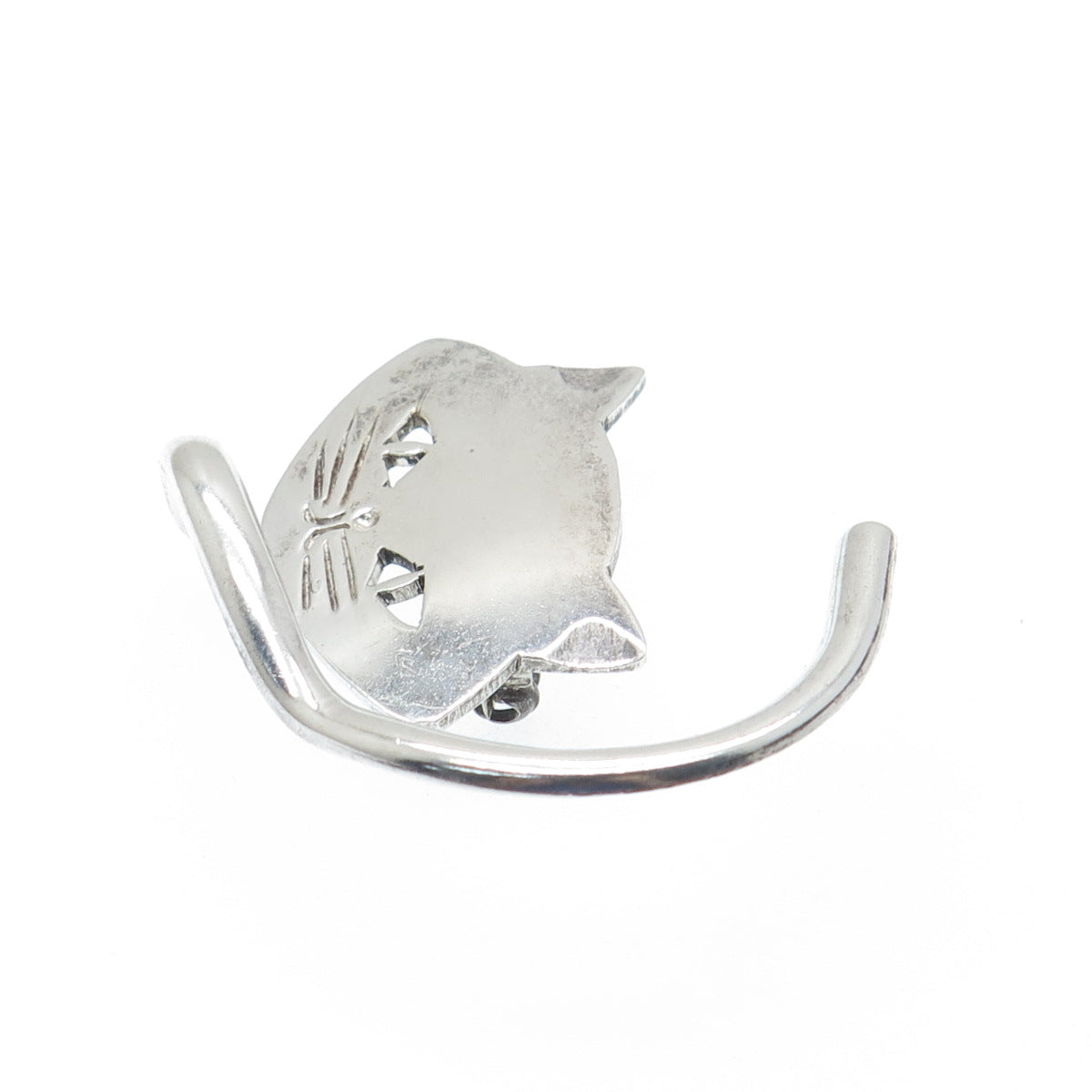925 Sterling Silver Vintage Mexico Modernist Cat Pin Brooch