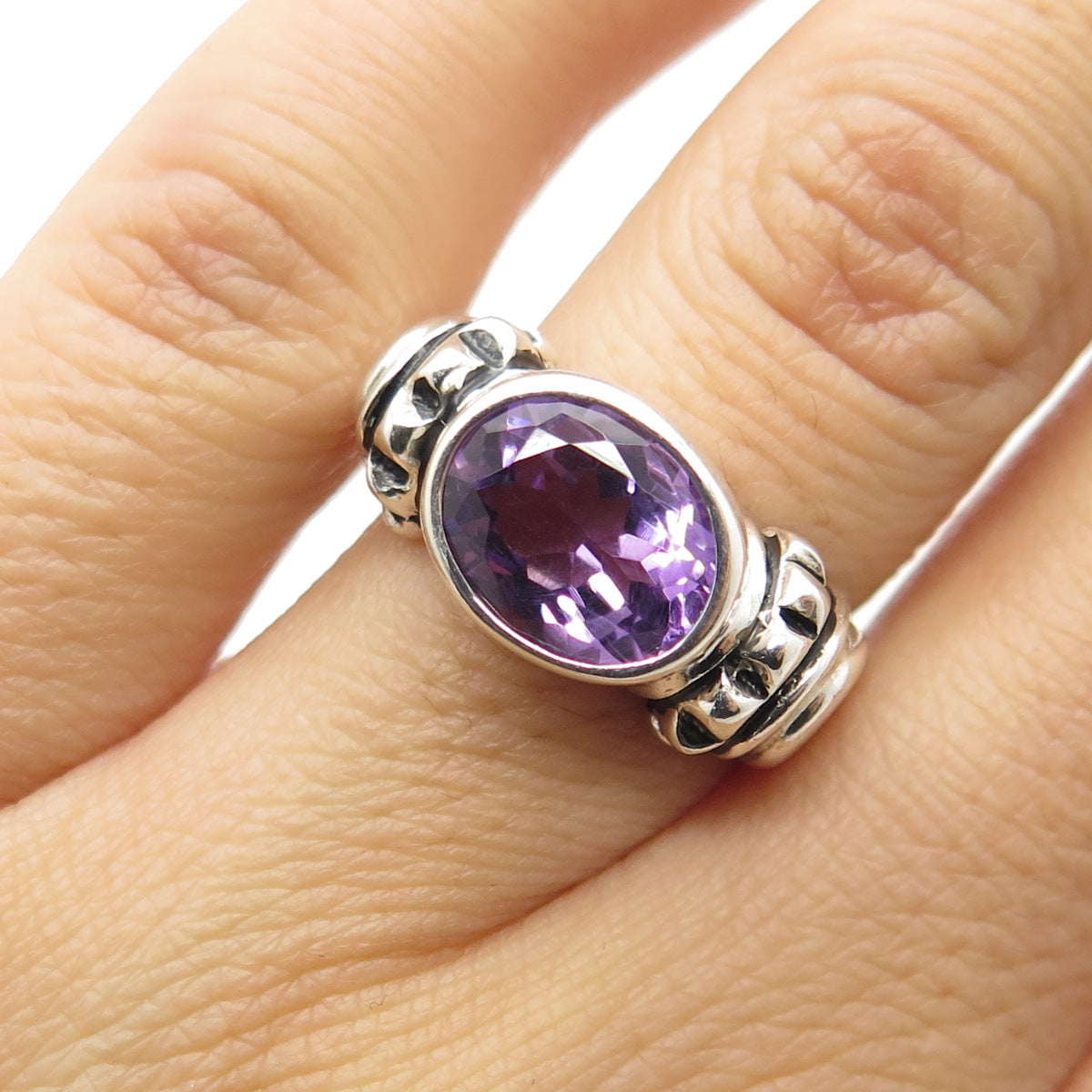 ESPO SIG Joseph Esposito Sterling Silver Vintage Real Amethyst Ring Size 6.25