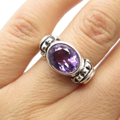 ESPO SIG Joseph Esposito Sterling Silver Vintage Real Amethyst Ring Size 6.25