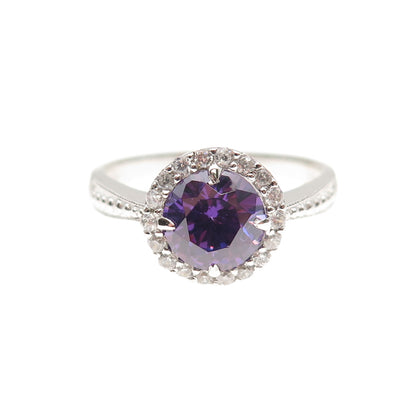 RSE Robert Seeman 925 Sterling Silver Purple & White C Z Ring Size 10.25