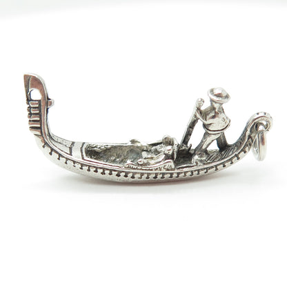 800 Silver Vintage Venetian Gondola 3D Pendant