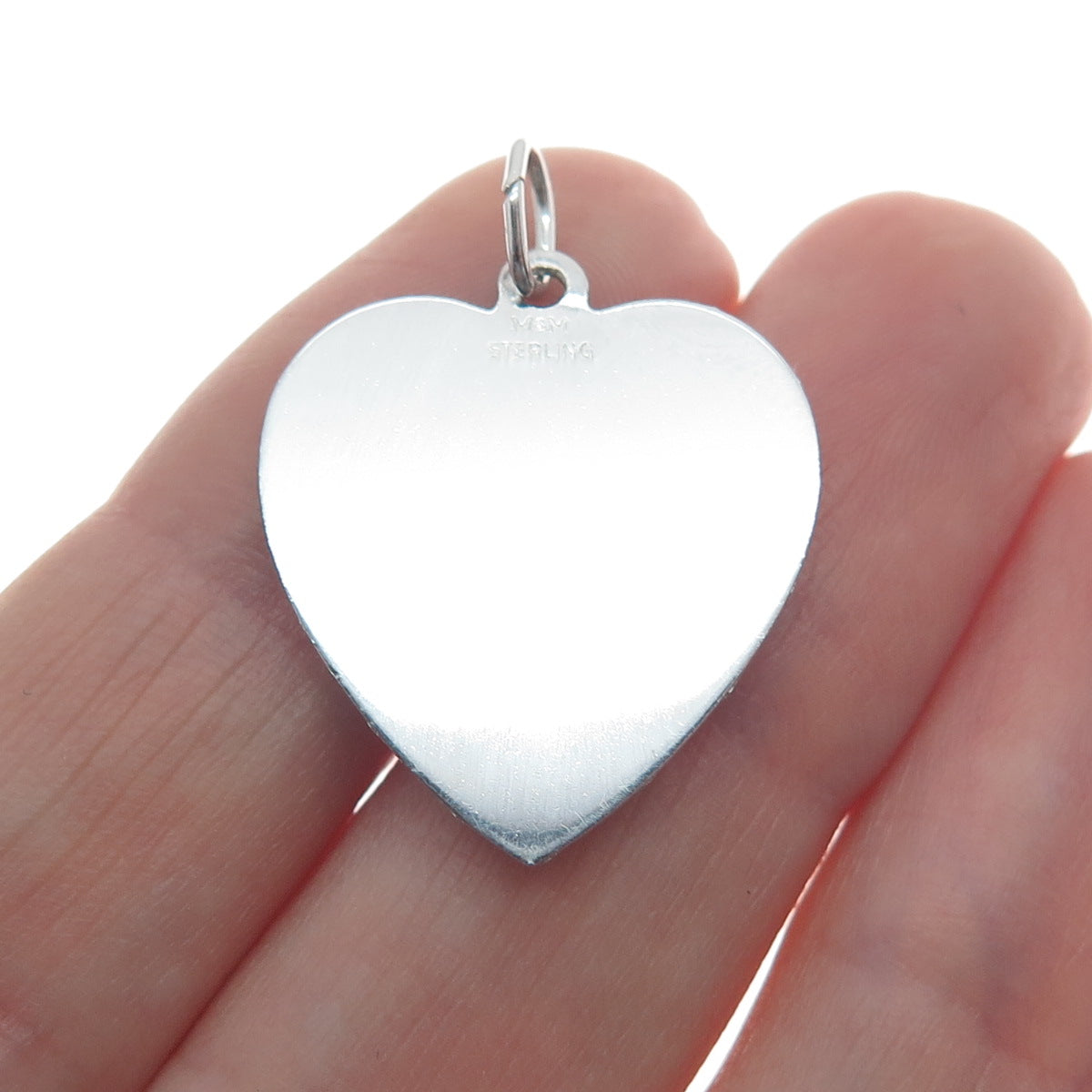925 Sterling Silver Vintage M&M Holy Communion Heart Charm Pendant