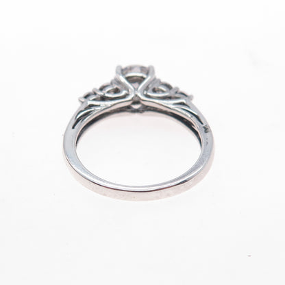 JH YOUNG 925 Sterling Silver Round-Cut C Z Engagement Ring Size 7