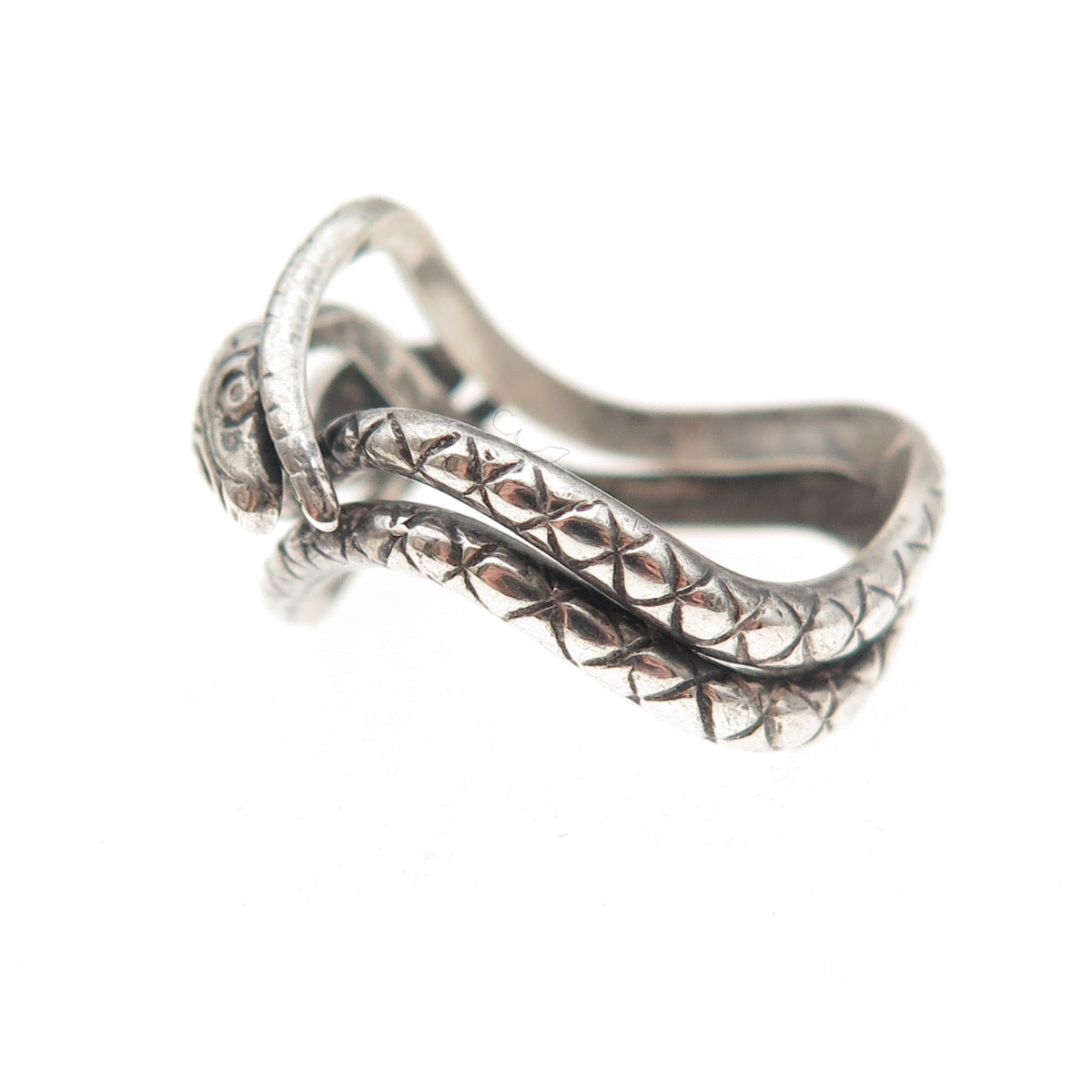 Beau 925 Sterling Silver Vintage Snake Oxidized Ring Size 4.75