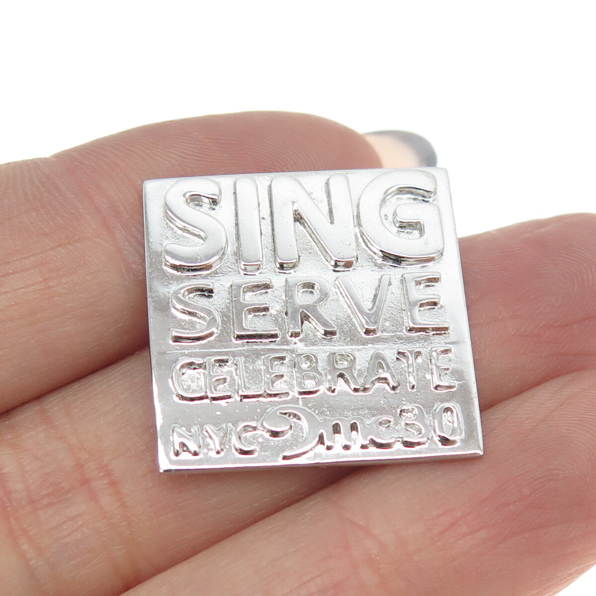 SED Jewelry 925 Sterling Silver Vintage "Sign Serve Celebrate NYC" Lapel Pin