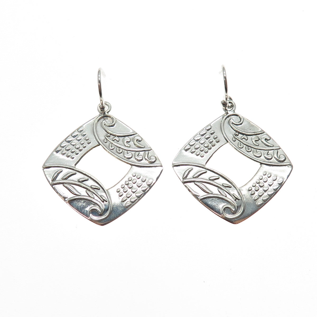 NINOS CHAMMO 925 Sterling Silver Vintage Mexico Modernist Dangle Earrings