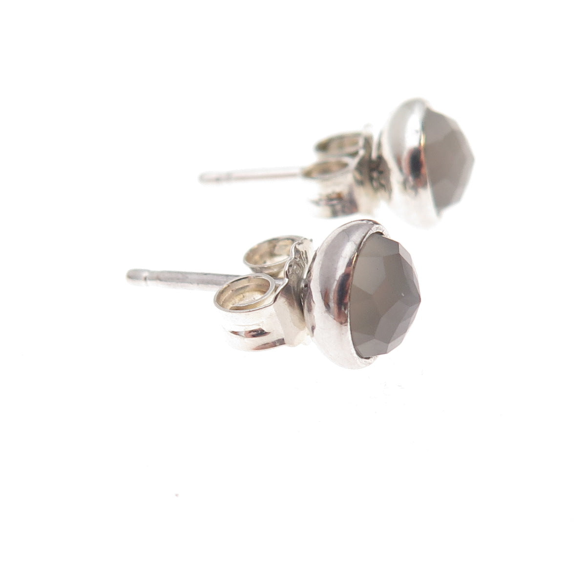 Pandora Sterling Silver Real Gray Moonstone June Birthday Blooms Stud Earrings