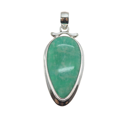 925 Sterling Silver Vintage Real Amazonite Modernist Pendant