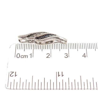 925 Sterling Silver Real Blue & White Diamond Twisted Charm Pendant