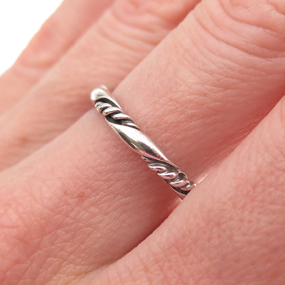 925 Sterling Silver Vintage Twisted Oxidized Band Ring Size 7.25