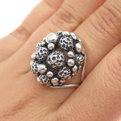 BEAU 925 Sterling Silver Antique Beaded Oxidized Adjustable Ring Size 6.75
