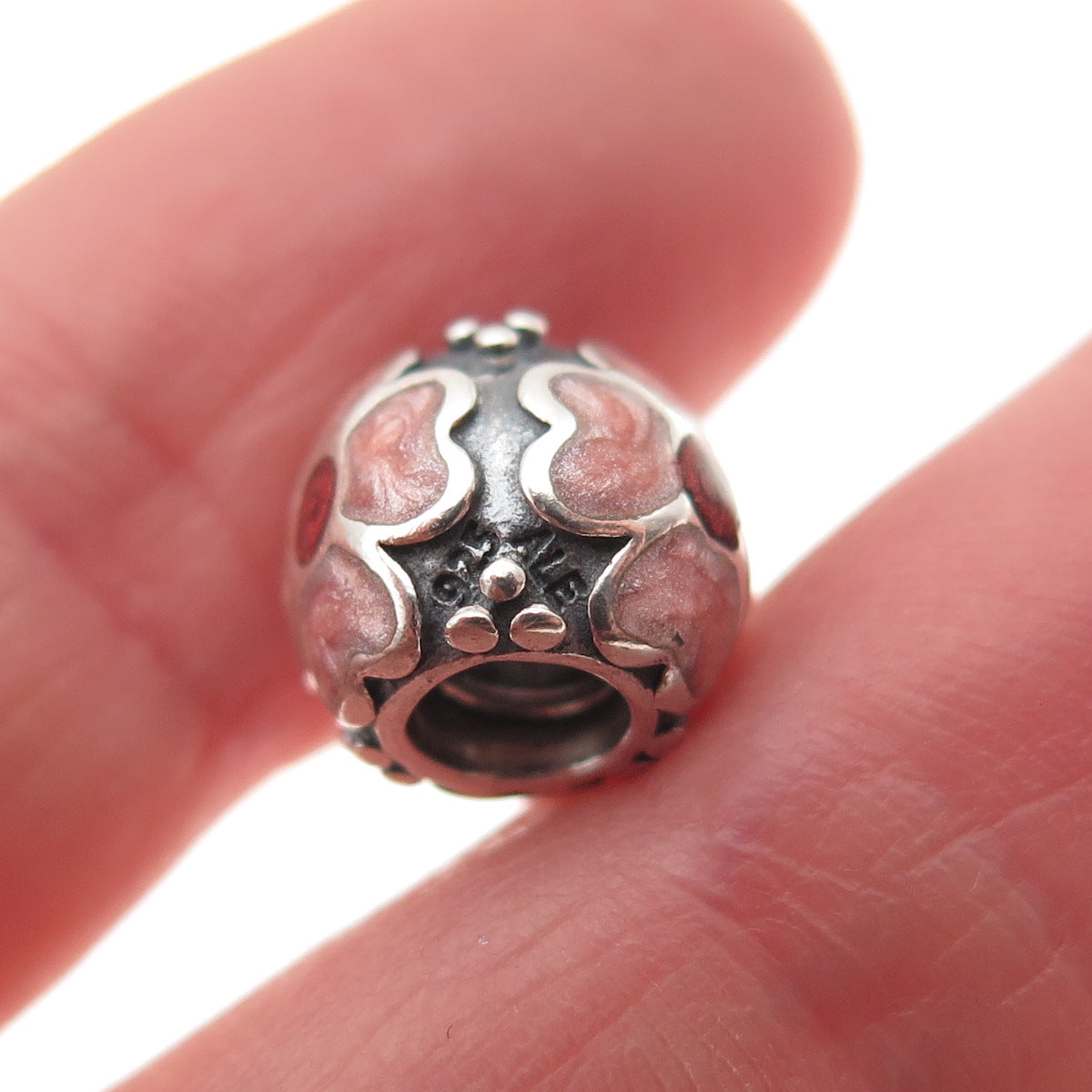 Pandora 925 Sterling Silver Enamel Daisy Flower Slide Bead Charm