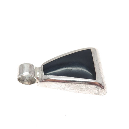 950 Silver Vintage Mexico Real Black Onyx Modernist Charm Pendant