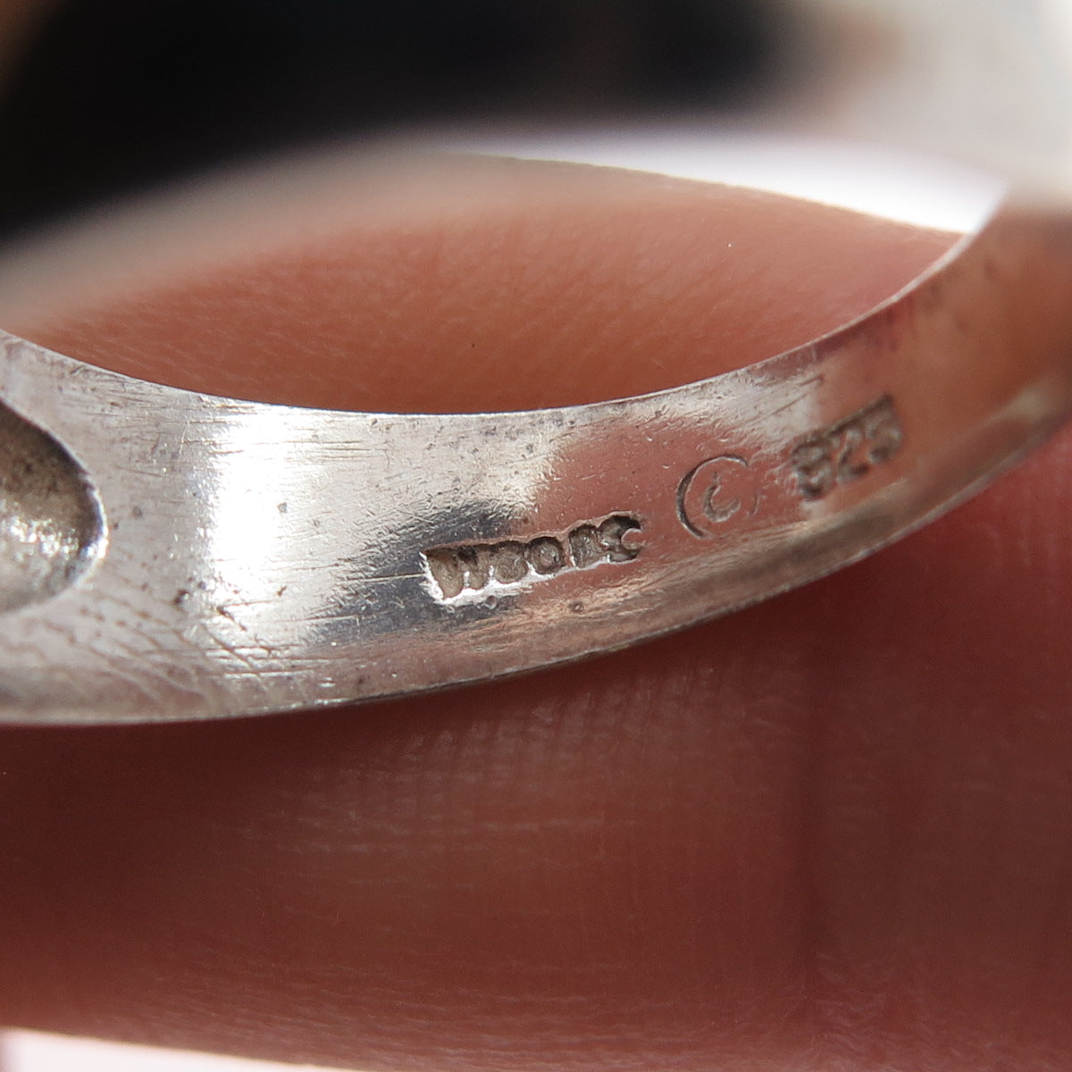 PHYLLIS WOODS 925 Sterling Silver Vintage Real Lapis Modernist Ring Size 8.25