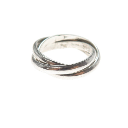 925 Sterling Silver Vintage Mexico Interlocked Trinity Band Ring Size 6.5