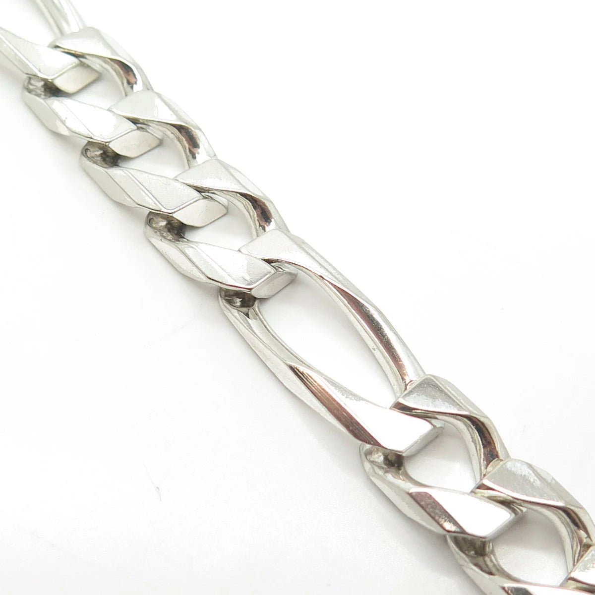 925 Sterling Silver Vintage Italy Figaro Curb Link Bracelet 9.3"