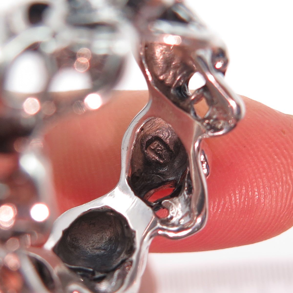 925 Sterling Silver Vintage Skull All Around Biker Ring Size 8.25