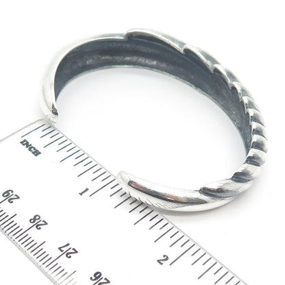 925 Sterling Silver Vintage Ribbed Adjustable Cuff Bracelet 6"